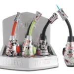Ribbed nozzle adjustable torch 7.5'' 2 tone asst graffiti leaf design