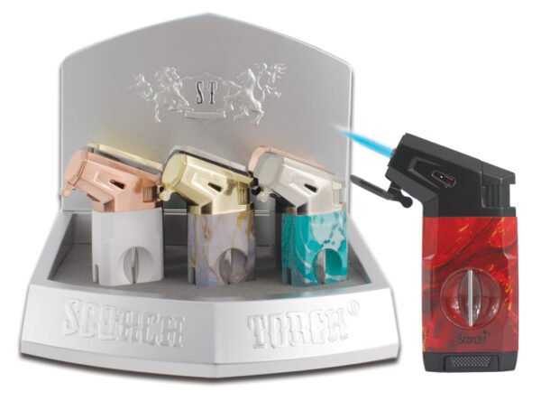 Premier Cigar Torch Built in Cigar Cutter See-thr Btane 4"