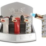 4 Torch Turbo Cigar Punch See-thru Butane 4.5Asst Design
