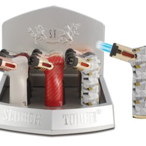 4 Torch Turbo Cigar Punch See-thru Butane 4.5Asst Design
