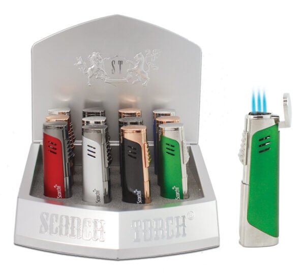Tower 3 Torch See-thru Butane & Cigar Punch 3.75"