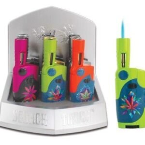 Adjustable Torch Hold Button-eay Dial 5" Asst Neon Leaf Design